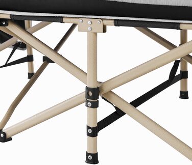 Розкладне кемпінгове ліжко Yaheetech з матрацом, гостьове ліжко з сумкою для перенесення та бічною кишенею, 191 x 67 см, садовий шезлонг, вантажопідйомність до 150 кг, сірий матрац чорний каркас ліжка