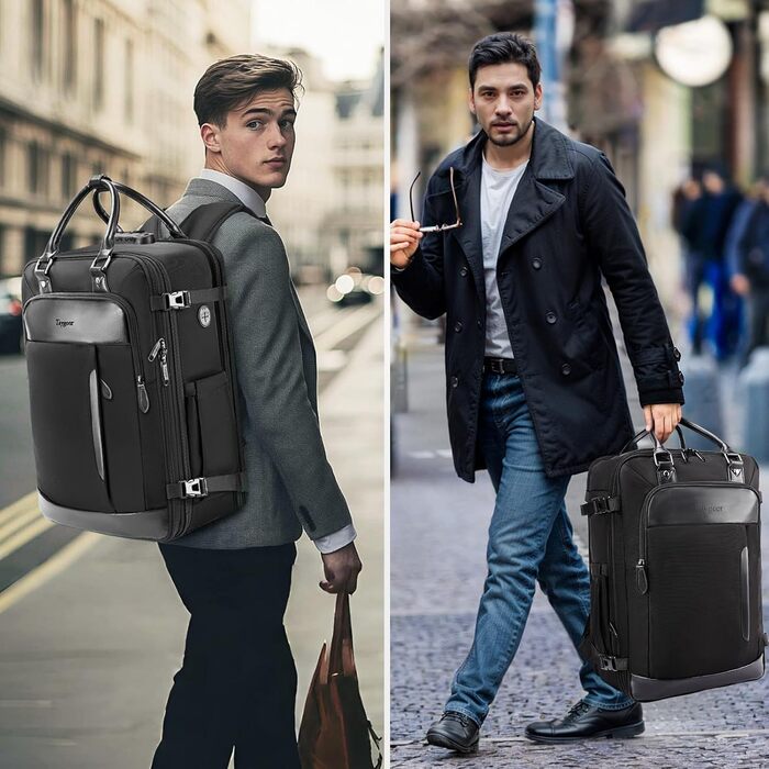 Ручна поклажа Taygeer EasyJet 45x36x20, Рюкзак-ручна поклажа-літак 45x36x20 з кодовим замком та відділенням для взуття, розширюваний дорожній рюкзак, сумісний з рюкзаком для ноутбука 15,6 дюймів, чорний