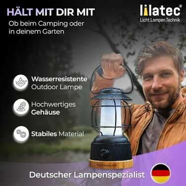 Зовнішній світлодіодний ліхтар для кемпінгу Adventure Light - стійкий до атмосферних впливів кемпінговий ліхтар із батареєю з часом горіння до 200 годин, безперервним затемненням, 2 колірними температурами затишною та освіжаючою, 390 люмен, USB-перезарядж