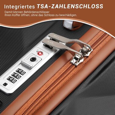 Легка дорожня валіза British Traveller, ручна поклажа, 54x36,5x21,5 см, виготовлена з ABSPC, із замком TSA, 4 колеса, чорно-коричневий колір, розмір S (54 см, 34 л)