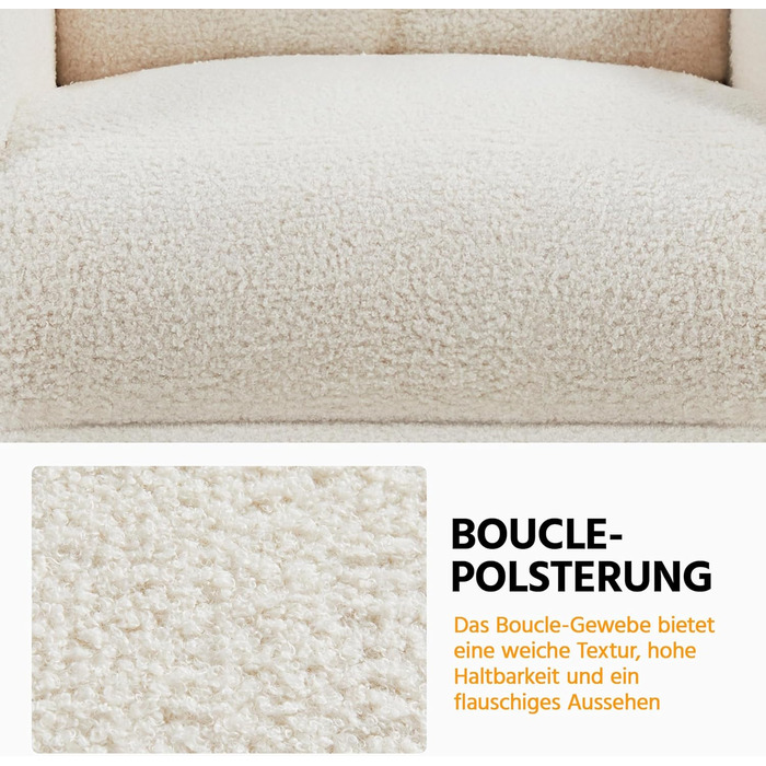 Крісло для відпочинку Yaheetech, крісло для телевізора, одномісний диван, реклайнер з регульованою підставкою для ніг, крісло для відпочинку з тканини букле, кольору слонової кістки.