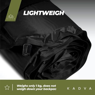 Самонадувний килимок Aero зручний, легкий та міцний килимок для сну. Ідеально підходить для кемпінгу та походів. Зовнішній шар 100 поліестер. Внутрішній шар 100 поліуретан. 182 x 52 см. Чорний.