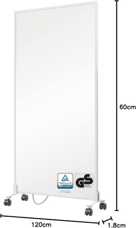 Інфрачервоний обігрівач BR Bringer, окремостоячий пристрій - 1000 Вт - Енергозберігаючий - Мобільний електричний обігрівач на ніжках на колесах - Сертифіковано TV та GS - Німецький бренд якості (білий) Білий 1000 Вт