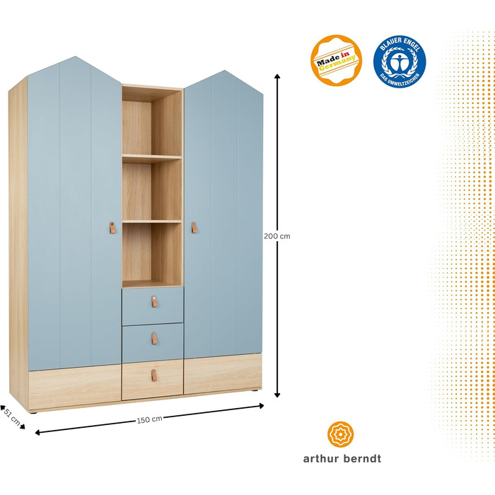 Шафа-купе з двома дверима та плавним закриттям/демпфіруванням дверей, колір дуба Нагано, висока якість