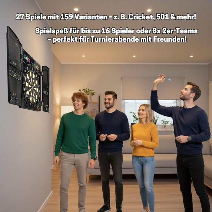 Найкраща спортивна електронна мішень для дартсу Oxford Evolution I зі світлодіодним дисплеєм, включаючи 12 дротиків та 42 запасні наконечники 1-16 гравців 27 ігор - 159 варіацій