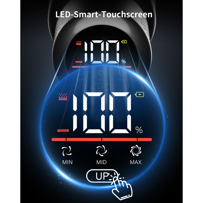 Акумуляторний пилосос GOLDEGGS 45000 Па/550 Вт, акумуляторний пилосос до 60 хвилин роботи, акумуляторний пилосос з розумним сенсор