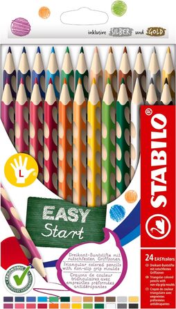 Ергономічний кольоровий олівець для шульги - STABILO EASYcolors - в упаковці 24 шт. и - з 24 різними кольорами