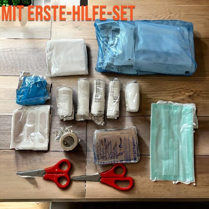 Автомобільна аптечка, включаючи аптечку автомобільну 2024 (червоний), 2024 tv geprft, inklusive Warndreieck und Warnwesten Auto -