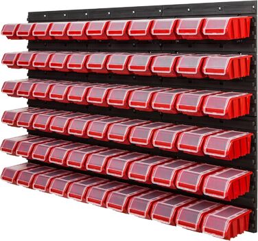 Стелажі для майстерні зі складськими коробками 117 x 78 см 66 коробок Настінна полиця зі штабелюваними коробками - Стінові панелі Надміцна полиця для контейнерів Інструменто-панелі з перфорованою дошкою Полиця для зберігання Полиця для гаража (3)