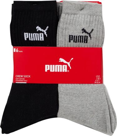 Тенісні шкарпетки PUMA Unisex Crew, спортивні шкарпетки для жінок та чоловіків, 12 пар, розміри 43-46, 666 - чорні/сірі