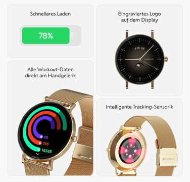Розумний годинник Zenwatch Venice Pro 2.0 Gold з Bluetooth-телефонією 1,32-дюймовий AMOLED 466x466, 123 спортивні режими, серцевий ритм, артеріальний тиск та SpO2, водонепроникність IP68, акумулятор 200 мАг, сумісний з Android та iOS