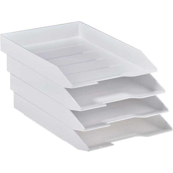 Лоток для листів Acrimet, що штабелюється, формату A4, одинарний пластиковий лоток для документів із фронтальним завантаженням для офісу (білий) ()