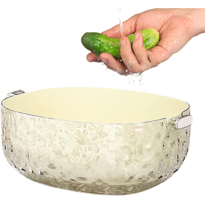 Мийна чаша з ситом, багатофункціональний двошаровий кошик - і мийка для овочів, для дому, пікніка, кемпінгу, холодильника як перекус для ягід, таких як полуниця, кавуни та помідори, як жовті