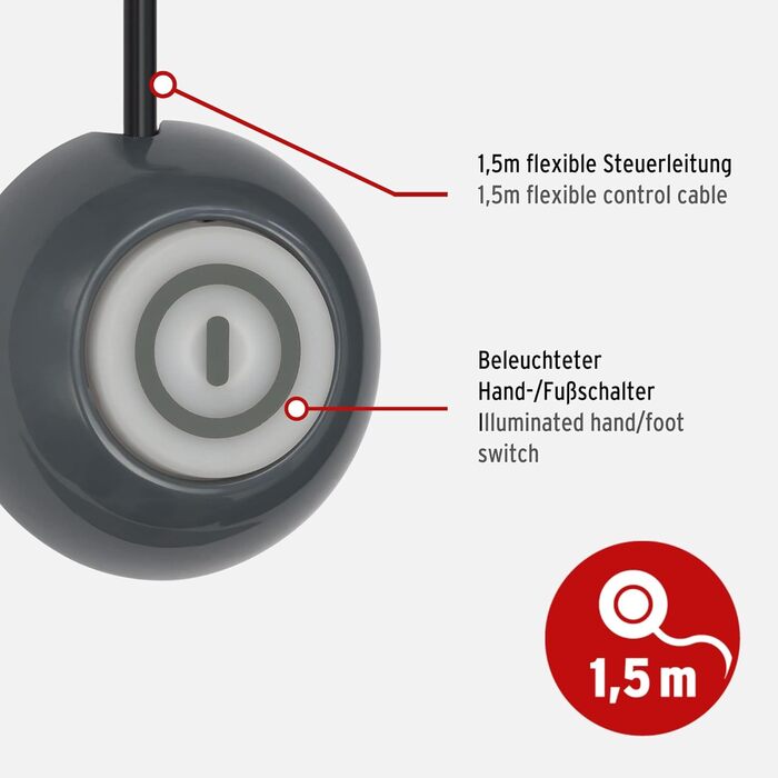 Вимикач Plus багаторозеток 6-місний (багаторозеток з 2 постійними та 4 перемикаючими розетками, ножний вимикач з підсвічуванням) а