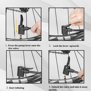 Велосипедний насос MOHEGIA з манометром, повітряний насос високого тиску, 160 PSI, сумісний з вентилями Schrader та Presta, цифровий манометр/чорний