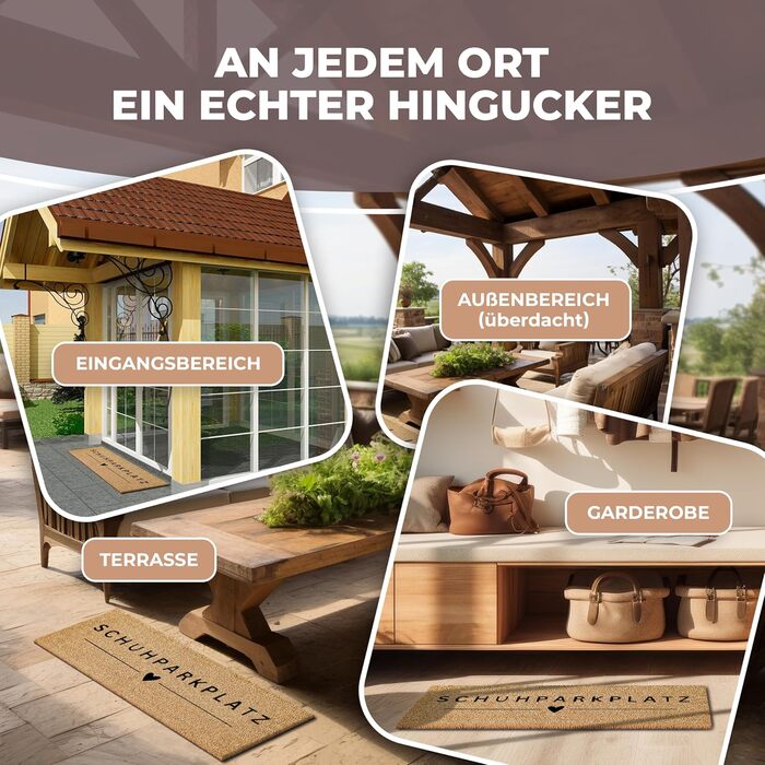 Кокосовий килимок для дверей 100x35 см, місце для паркування взуття Надзвичайно міцний та нековзний кокосовий килимок Для внутрішніх та критих зовнішніх приміщень Ідеально підходить як килимок для уловлювання бруду та входу, місце для паркування взуття 01