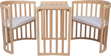 Дитяче ліжко Waldin Oval, комплект трансформованого 7-в-1, ліжечко, дитяче ліжечко з матрацом, пеленальний столик, приліжкове ліжечко, натуральне дерево, комплект тканини не входить до комплекту