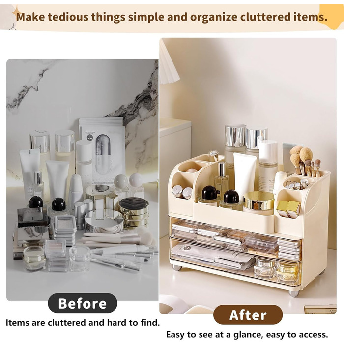 Органайзер для косметики з шухлядами, органайзер для пензлів, пластикова коробка для зберігання косметики, органайзер для засобів догляду за шкірою, багатофункціональний органайзер, коробка для зберігання косметики для туалетного столика.