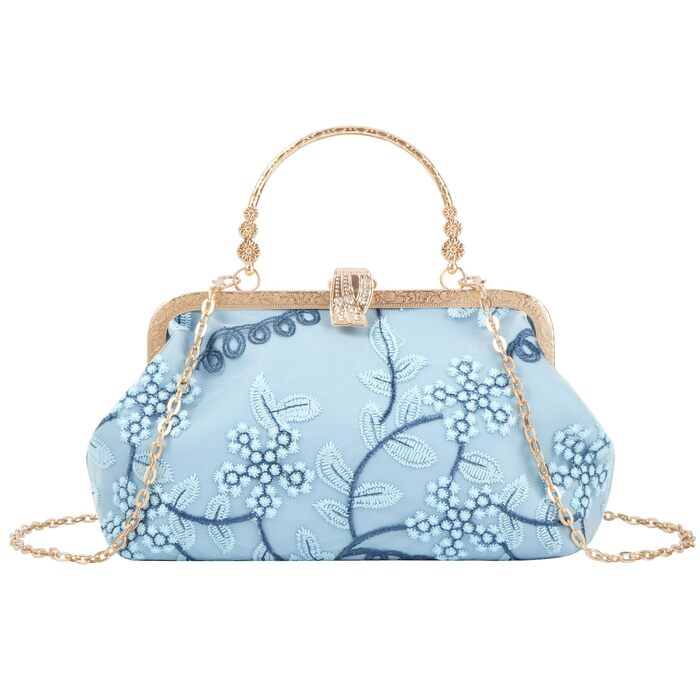 Сатеневий клатч для вечірки та особливих подій, блакитний (08301)