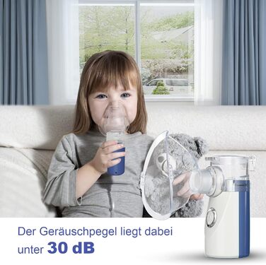 Інгалятор для дорослих Інгалятор для дітей Інгалятор для дітей Небулайзер з маскою для обличчя та мундштуком Функція автоматичного очищення при респіраторних захворюваннях Ефективний (синій)