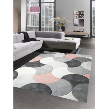 Дизайнерський килим для вітальні килим з коротким ворсом краплі рожево-сірий розмір 200 х 290 см