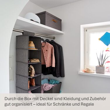 Коробка для зберігання преміум-класу LOVE IT STORE IT з кришкою - Коробка з лляної тканини - Велика та міцна коробка - Сірий - 54x40x25 см