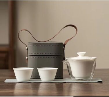 Компактний чайний набір з нефриту, портативний посуд для чаювання, повний комплект з чайником та чашками, ідеальний для активного відпочинку, кемпінгу та офісу, чудова ідея для подарунка