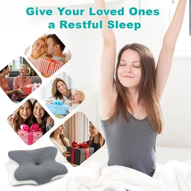 Подушка з піни з ефектом пам&39яті, подушка для підтримки шиї, подушка для шиї, подушка для голови від болю в шиї, ортопедична подушка, ергономічна подушка для сну на боці, спині та животі 63 x 42,5 x 13,8/9 см (1 упаковка)