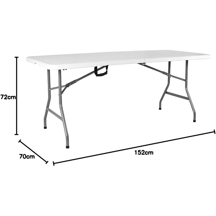 Складаний стіл Home Vida, 1,5 м, міцний, надзвичайно міцний, для кемпінгу, фуршету, весілля, ринку, саду, вечірки, багажника автомобіля, стайні, пікніка, кабінки, для використання в приміщенні та на вулиці, складна ручка для перенесення