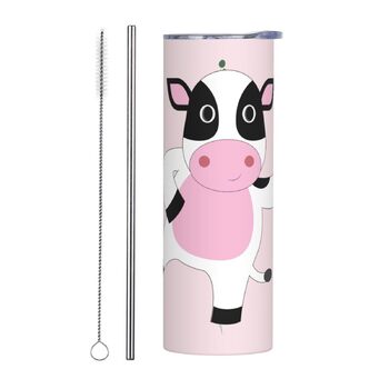 Кухоль з прямою трубочкою, 590 мл, принт з мультяшним календарем, дорожній кухоль, підходить для кемпінгу, офісу та дому