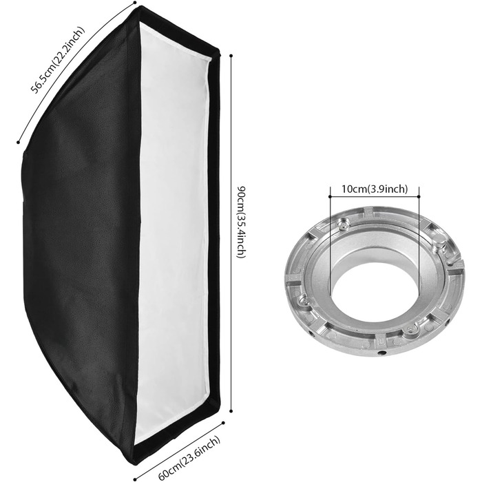 Розсіювач світла KOCAN, прямокутний софтбокс 60*90 см із швидкознімним і кріпленням софтбоксу з решіткою, м'якою тканиною та сумкою для зберігання для предметної зйомки, студійного освітлення, Live Strea