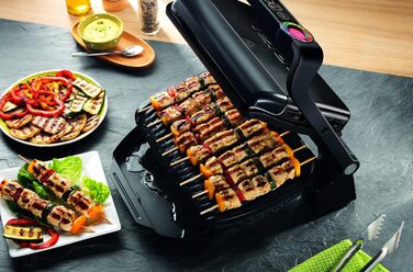 Контактний гриль Tefal OptiGrill для закусок та випічки GC7148 2 000 Вт Автоматична індикація готовності 6 попередньо встановлених програм в т.ч. насадка для перекусів для піци, лазаньї чорний