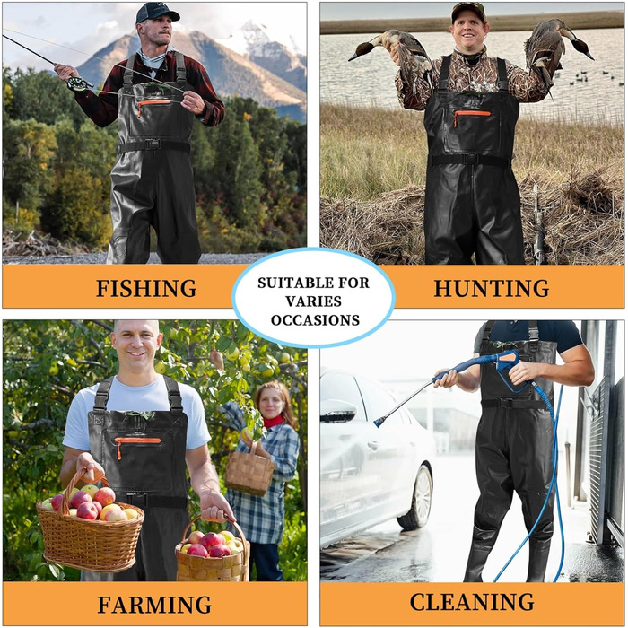 Вейдерси Eiito для чоловіків та жінок, водонепроникні вейдерси для чоловіків, водонепроникні вейдерси для чоловіків з черевиками, міцні водонепроникні рибальські вейдерси з черевиками для риболовлі, ідеальні вейдерси для ставка та використання на природі,
