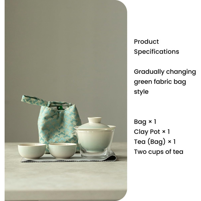 Розкішний набір для чаювання на природі ручна робота, стійкий до плям, портативний, з чашками, заварником та зручною сумкою для зберігання та пікніка