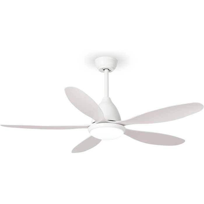 Стельовий вентилятор FENGYUN ELE зі світлом, 132 см білий стельовий вентилятор зі світлом і пультом дистанційного керування, ревер