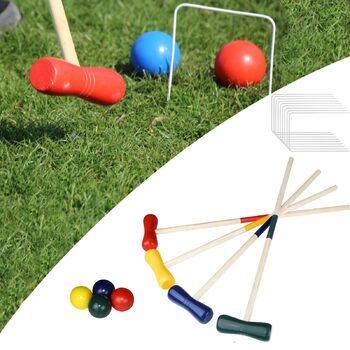 Набір для крокету, дерев&39яний набір для крокету для 4 гравців, садові ігри, дерев&39яні ігри, набір для крокету, ігри на свіжому повітрі для дорослих та дітей, розваги та ігри