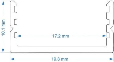 Світлодіодний профіль AUFBAU-17 плоский чорний для світлодіодних стрічок, світлодіодних стрічок до 17 мм з кришкою (2м чорний, кришка чорний) 2м чорна кришка чорна, 2m