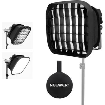 Дифузор NEEWER Softbox для RGB1200 LED відеосвітлової панелі, 16,5'x14,6/42x37см, складний з решіткою у вигляді бджолиних сот, ремінцем і сумкою для фотостудії, портрета, запису відео, фотографії, керування освітленням, NS1S