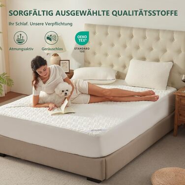 Наматрацник BEDLORE 180x200 см, водонепроникний дихаючий наматрацник з глибокими кишенями 40 см, сертифікований Oeko-TEX, тихий та еластичний (білий) Білий 180x200 см