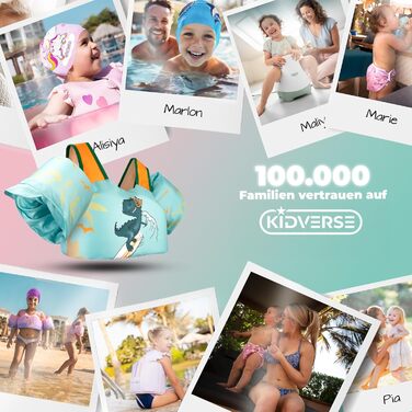 Дитячий рятувальний жилет KIDVERSE 3-6 років - Перевірена якість - Рятувальний жилет з плавучими крилами для дітей - Допоміжний засіб для плавання для хлопчиків та дівчаток вагою до 30 кг - Жилет для плавання для дітей - Для тренувань з плавання зеленого 