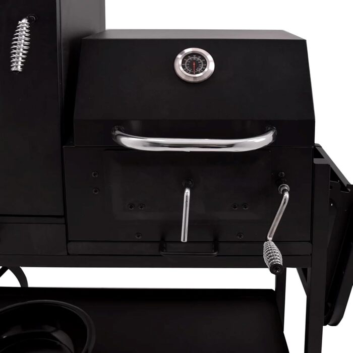 Syntrox Smoker Klavor з коптильнею, грилем барбекю, грилем на вугіллі. Гриль коптильні, сталь, листова сталь з вогнезахисним лаком, камера гриля і коптильня, дерев'яні ручки, дверцята з золи із засувкою