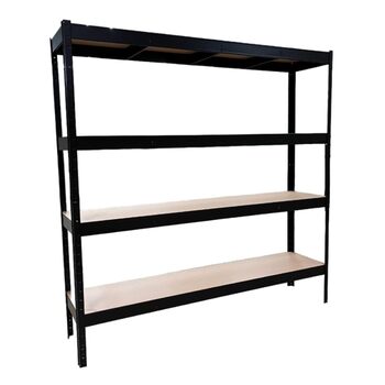 Стелаж SCHULTE Shelf World для важких умов експлуатації з 4 полицями з МДФ, 180x150x50 см (ВxШxГ), вантажопідйомність 150 кг на полицю, чорний
