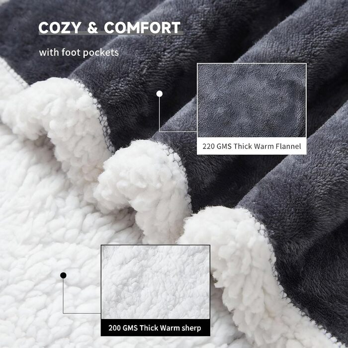 Підігріта ковдра, портативна підігріта ковдра з рукавами та кишенею для ніг з 6 регульованими налаштуваннями температури, автоматичним вимкненням через 2-10 годин, швидким розігрівом, ідеально підходить як подарунок для родини та