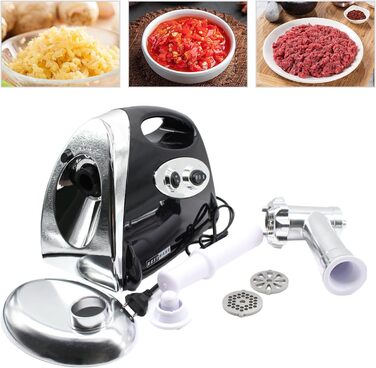 М'ясорубка електрична, 2800 Вт Електрична м'ясорубка з 3 перфорованими дисками для кухні, чорна