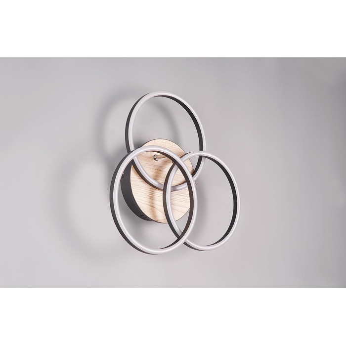 Стеля LED-світильник Reality Circle R62823135, матовий чорний метал та імітація дерева, 27 Вт, з пультом, димером, зміною кольорів та нічним світлом