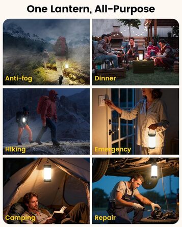 Ліхтар для кемпінгу та намету Glocusent кемпінговий ліхтар 1500 лм, 135 світлодіодів, 200 годин, 5000 мАг з 3 кольорами та 5 рівнями яскравості, SOS, акумуляторний ліхтар для відключення електроенергії, кемпінгу, походів, надзвичайних ситуацій