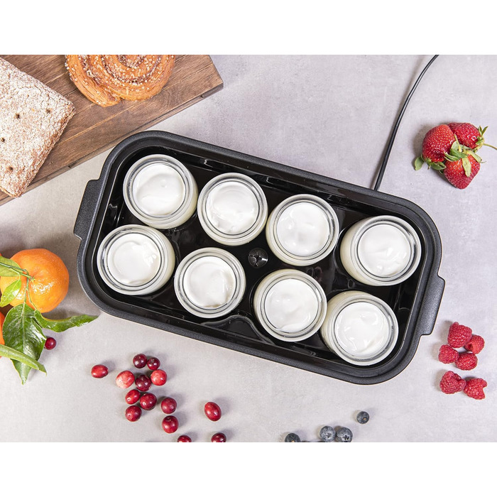 Електрична йогуртниця TZS First Austria, йогуртниця, 30 Вт, 8 склянок, 190 мл, РК-дисплей, налаштування температури, таймер і функція автозупинки, білий/сірий 30 Вт 8 баночок по 190 мл