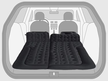 Надувний матрац Lescars Надувний автомобільний матрац XXL 180 x 135 см, з 12-вольтовим повітряним насосом та мішком (дорожній надувний матрац, автомобільний матрац, подушка сидіння)