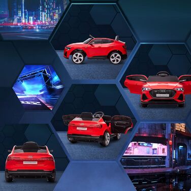 Дитячий електромобіль HOMCOM 12V електромобіль Audi E-tron з пультом дистанційного керування, ремінь безпеки, музика (MP3/USB/TF),