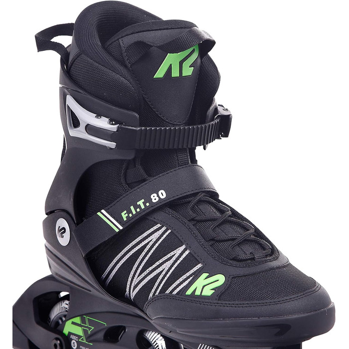 Чоловічі роликові ковзани K2 F.i.t. 80, чорно-зелені EU 42.5 (UK 8.5 / US 9.5) чорно-зелені